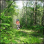 Everest and I hiking from the parking lot to Glen Wendel campground - 5/15/2003