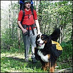 Everest and I hiking from the parking lot to Glen Wendel campground - 5/15/2003
